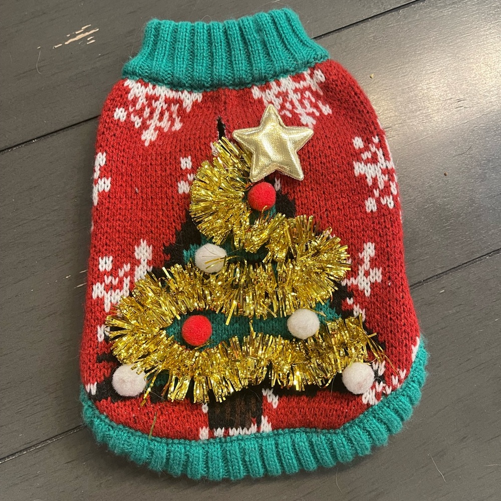 Ugly sweater dog sweater
